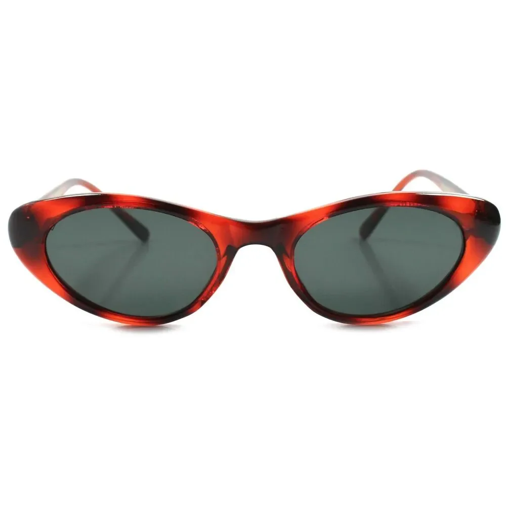Old Fashioned Vintage Womens Small Brown & Black Rockabilly Cat Eye Sunglasses
